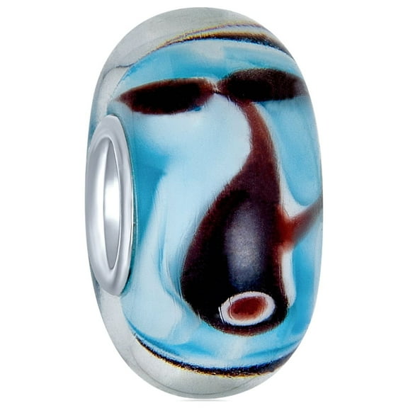 Bling Jewelry Womens Nautical Whale Ocean Glass Charm Bead for European Bracelet