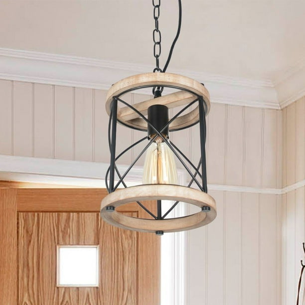 Baiwaiz Rustic Pendant Lighting For Kitchen Island Wood Farmhouse Hanging Cage Light Fixture Round Black Metal Industrial Entry Porch Lantern 1 Edison E26 17088 Com Baiwaiz Rustic Pendant Lighting For, Rustic Glass Lantern Light Fixture Design