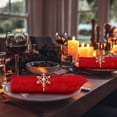 thumbnail image 2 of nipocaio Snowflake Napkin Rings Thanksgiving Christmas Napkin Holder Exquisite Household Rhinestone Napkin Rings Set for Christmas Wedding Dinner Party Table Decoration (Gold, 12), 2 of 5