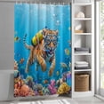 thumbnail image 6 of Funny Diving Tiger Shower Curtain Set, Waterproof Shower Curtains for Bathroom, Ocean Sea Coastal Coral Fish Marine Life Washable Fabric Bath Curtain for Bathtub Decoration with Hooks 72x78 Inches, 6 of 9