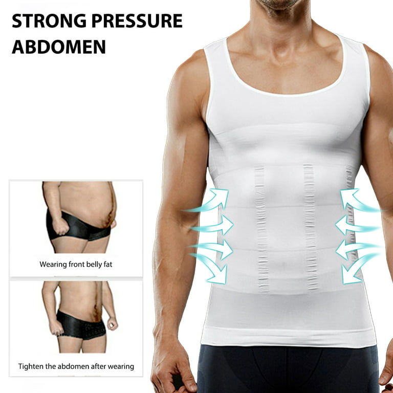 Aptoco Compression Vest for Men Invisible Tighten Body Slimming Vest  Compression Shaper Tank Top for Sexy Figure White L, Christmas Gifts 