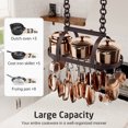 thumbnail image 3 of KES Oiled Bronze Hanging Pot Rack, 34 inch Heavy Duty Oval Pot and Pan Hanging Rack Ceiling Mount for Kitchen, Pot Pan Hangers with 20 Hooks (for 16" and 24" Stud Mount), 3 of 10