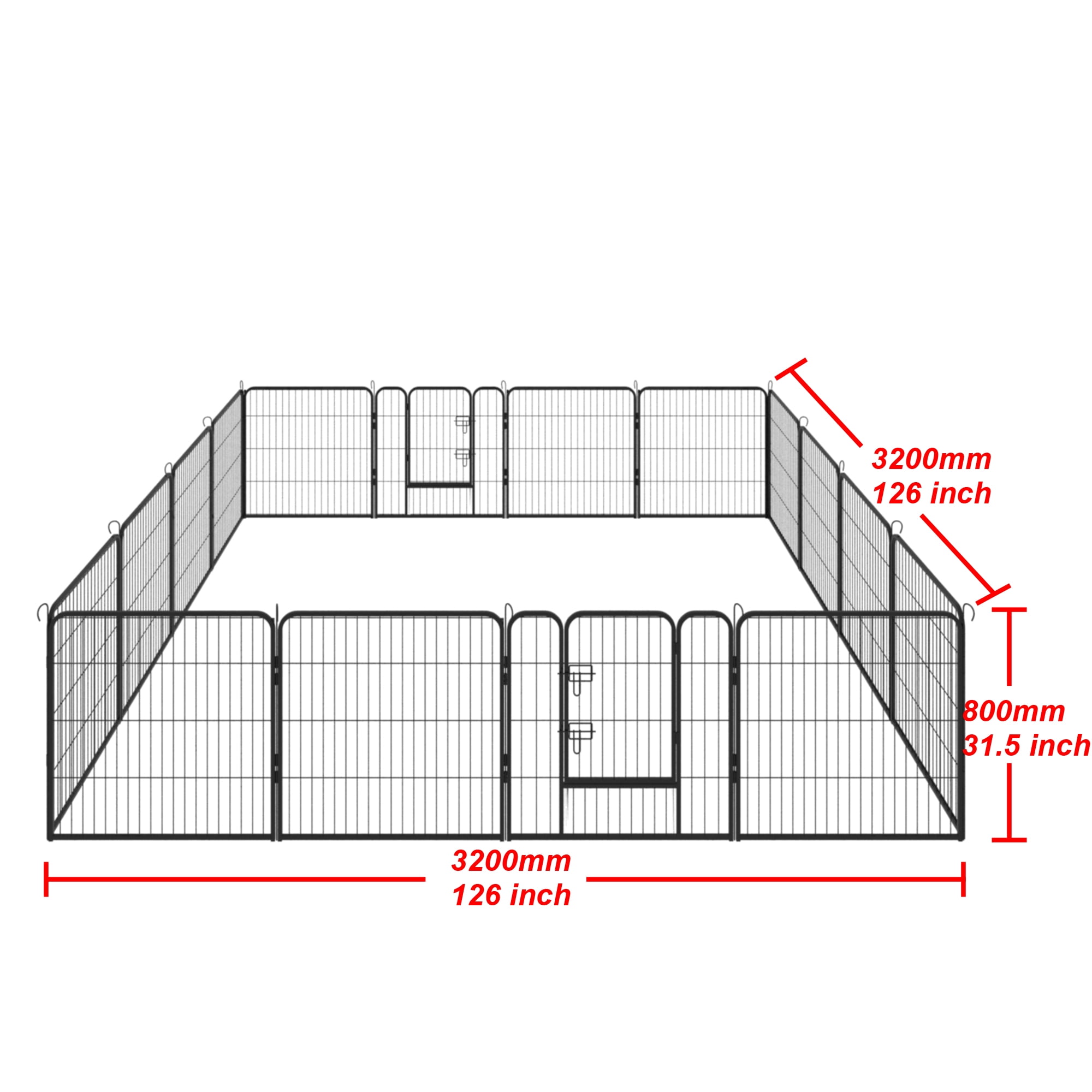 Pefilos 16-Panel Heavy Duty Metal Pet Playpen Portable Outdoor Folding 31.5"x31.5" Large Indoor Metal Puppy Dog Run Fence 2 Doors, Black Pefilos 16-Panel Heavy Duty Metal Pet Playpen Portable Outdoor Folding 31.5"x31.5" Large Indoor Metal Puppy Dog Run Fence 2 Doors, Black