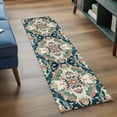 thumbnail image 4 of Runner Rug 2 x 6 Ft, Teal Green Boho Floral Washable Non-Slip Floor Mat for Kitchen Hallway/Entryway, Southwestern Ethnic Flowers Retro Long Kitchen Runner Area Rugs for Living Room, Low-Profile, 4 of 7