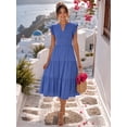 thumbnail image 5 of MOYIKO Summer Dresses for Women Ruffle Sleeve V Neck Midi Dresses Fashion Casual Flowy Beach Vacation Sundress with Pockets, 5 of 7