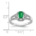 thumbnail image 3 of 14K White Gold Ring Band Gemstone Emerald Octagon Green Diamond Round, Size 9, 3 of 3