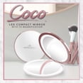 thumbnail image 5 of Impressions Coco LED Compact Mirror with Dimmer Button, Round Makeup Mini Travel Mirror with 7X Magnifying Glass (White), 5 of 7