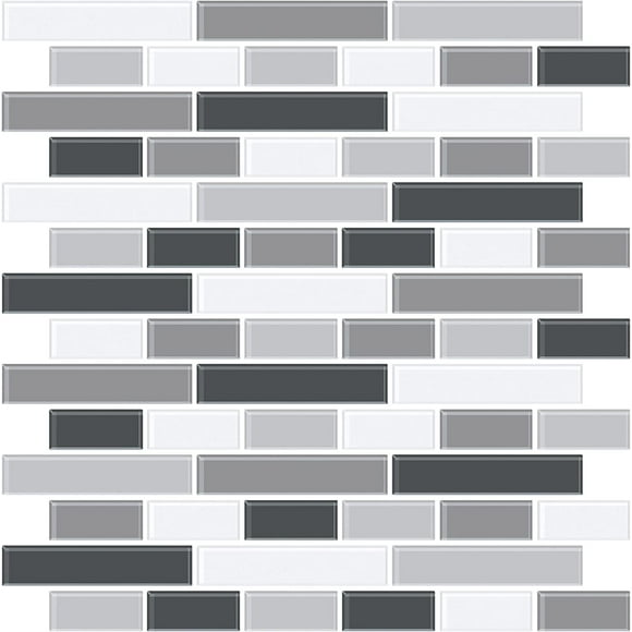 NH2362 Smoked Glass Peel Stick Backsplash Tiles, Black