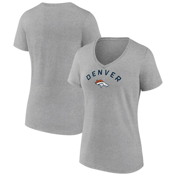 Women's Heather Gray Denver Broncos Team Arc V-Neck T-Shirt