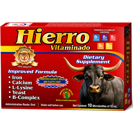 Hierro Vitaminado Iron & B-Complex Liquid Dietary Supplement