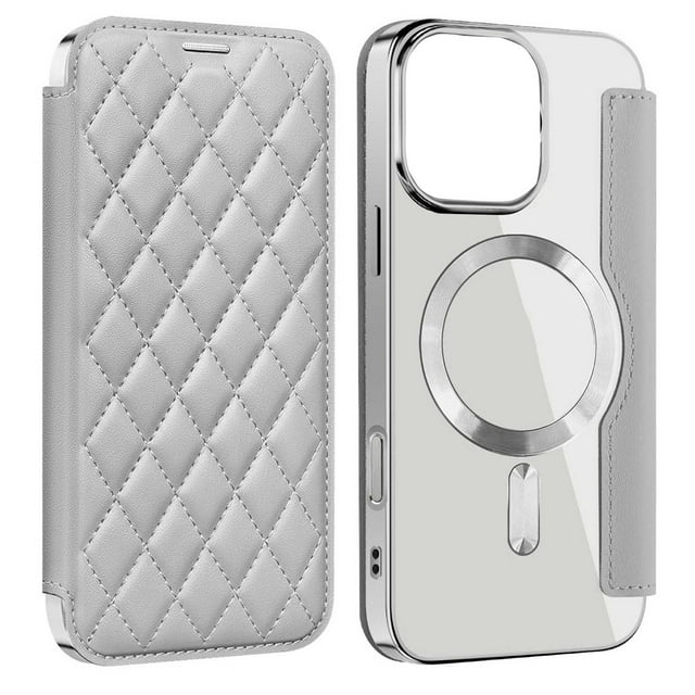 Elegante funda de cuero para iPhone 16 Series con acabado chapado y funcional
