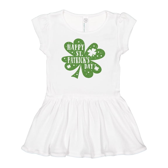 Inktastic Happy St. Patrick's Day Shamrock in Green Girls Baby Dress