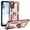 Rose Gold, variant on Hotpom Samsung Galaxy A03s Case, Military-Grade Shockproof Cover with 360° Rotating Kickstand - Black