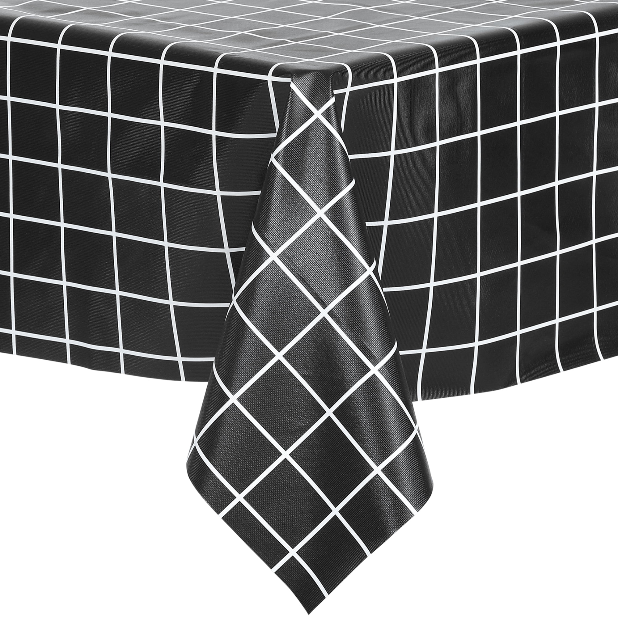 Unique Bargains 1 Pack Rectangle Tablecloth, Waterproof Polyvinyl chloride Table Cover Black 55x87inch