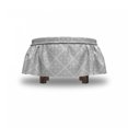 thumbnail image 4 of Modern Ottoman Cover, Diagonal Arrangement Square, 2 Piece Slipcover Set with Ruffle Skirt for Square Round Cube Footstool Decorative Home Accent, Standard Size, White Pearl, by Ambesonne, 4 of 5