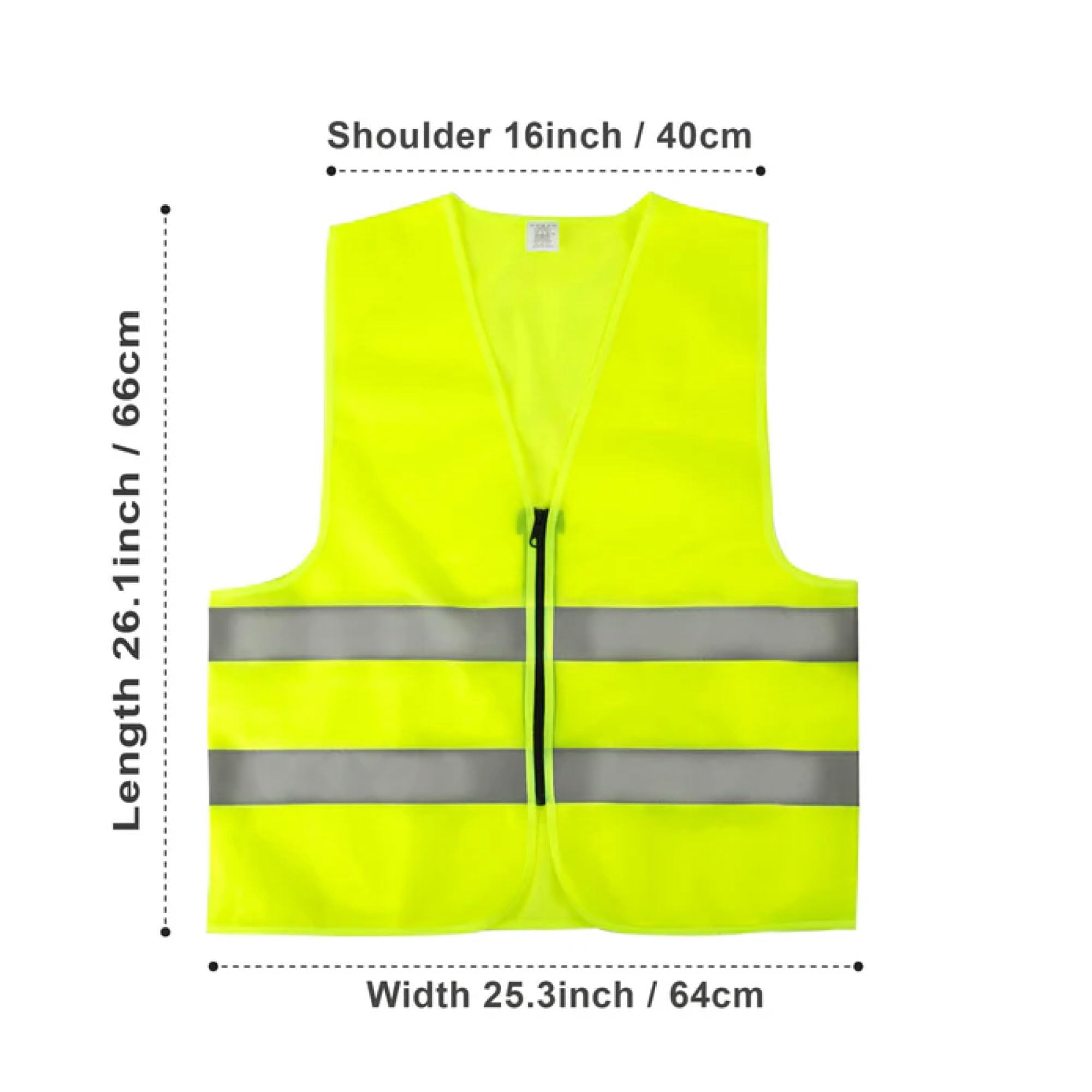 20 Pack of ANSI/ISEA Approved Reflective Yellow High Visibility Construction Safety Vests with Zipper Closure for Men and Women