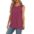 thumbnail image 6 of NANAIQ Sleeveless Women's Tops Pure Color Tank Casual Crew Neck T Shirts for Women Soft Fashion Skin-Friendly Womens T Shirts Summer Tops Purple XXL, 6 of 8