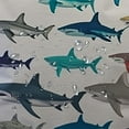 thumbnail image 5 of BCIIG Sharks Bathroom Decor Set with Hooks, Colorful Luxurious Graphic Print Polyester Fabric Shower Curtain Set, Chic Modern Design, Waterproof, Easy to Install 36x72, 5 of 7