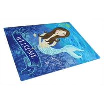 Welcome Mermaid Glass Cutting Board Large