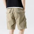thumbnail image 5 of Work Shorts Men Casual Fashion Multiple Pockets Half Shorts Pants Sports Elastic Mid Waist Shorts Cargo Work Shorts Khaki 3XL, 5 of 6