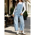 thumbnail image 4 of Women Sleeveless Denim Overall Pants Casual Loose Barrel Leg Jeans Jumpsuit with Pockets, 4 of 7