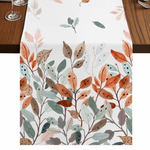 Table Runners 60 Inches Long Dress Scarves, Vintage Leaves Farmhouse Kitchen/Dining Table Runner, Small Coffee Tablerunners, Summer Botanical Pastoral Watercolor 13x60 Inch