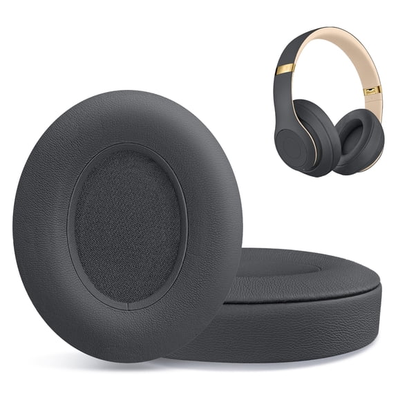 HAOMUK Replacement Ear Pads for Beats Studio 2 & Studio 3 Wired & Wireless Headphones, Ear Cushions, Headset Earpads, Ear Cups Cover with Soft Protein Leather-Black
