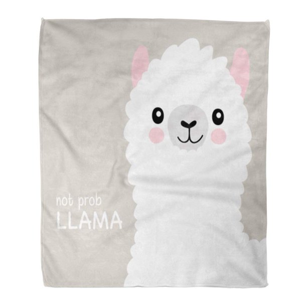 KDAGR Flannel Throw Blanket Llama No Probllama Lama Cute Funny for