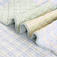 thumbnail image 3 of Comforter Set Queen Size  3-Piece Coverlet Set for Night Sleep  Bedding Quilt with Green Yellow Blue Plaid Striped Real Patchwork, 3 of 4