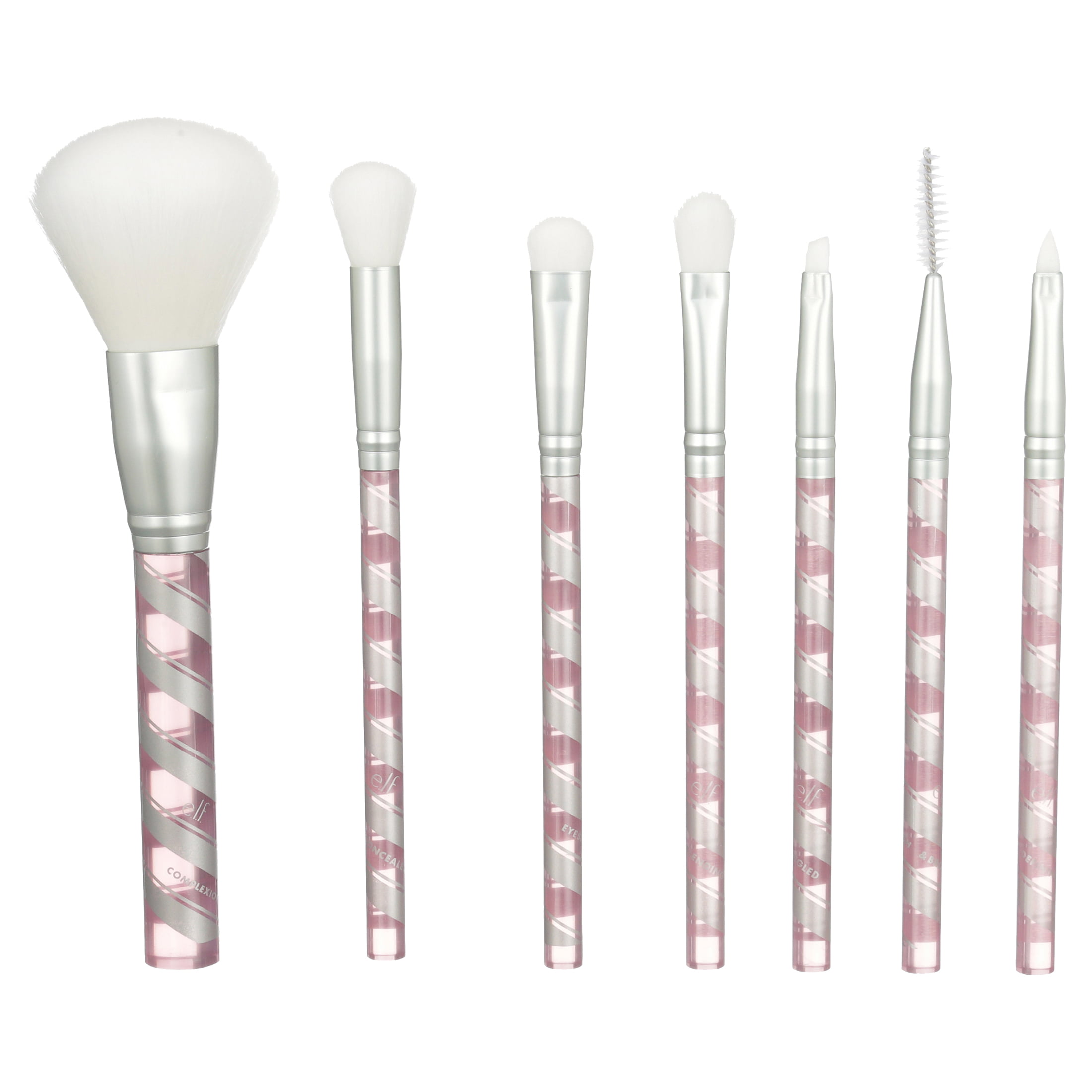 ($23 Value) e.l.f. Candy Cane 7 Piece Holiday Makeup Brush Set, Face & Eye