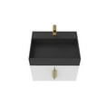 thumbnail image 3 of Amazon 24" White Wood Floating Vanity with Black Top and Gold Trim, 3 of 10
