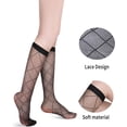 thumbnail image 3 of CHUNTIAN Sox Womens Fishnet Knee High Socks Girls Hollow Out Black Lace Stockings Sexy Sheer Mesh Trouser Socks Calf Sock, 3 of 7
