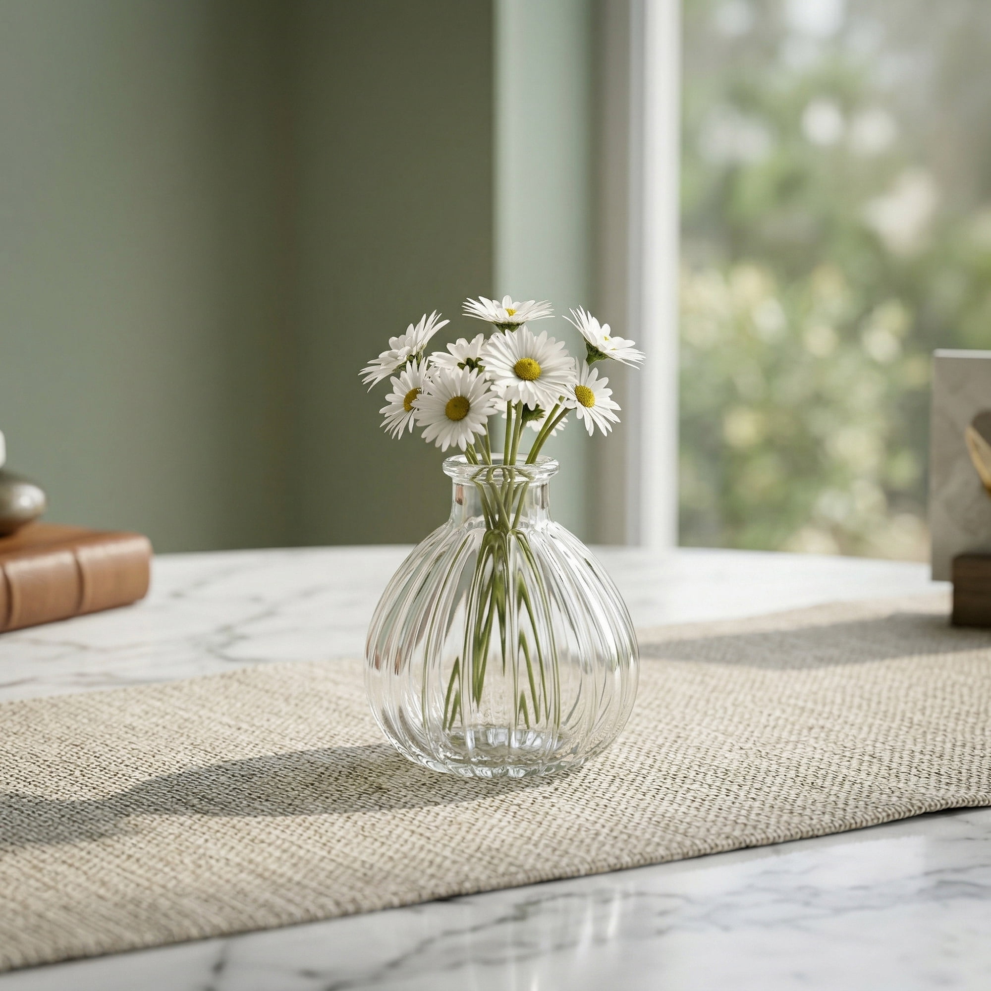 Unique Bargains Glass Bud Vases Set for Small Flower Vases Clear 2.8"L x 2.8"W x 3.1"H