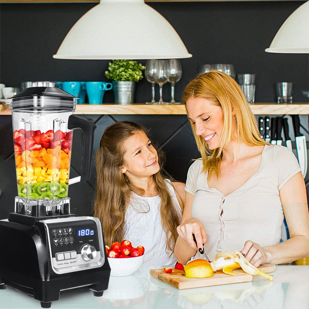 Professional Countertop Blender with 2200-Watt Base Built-in Timer Self-Cleaning