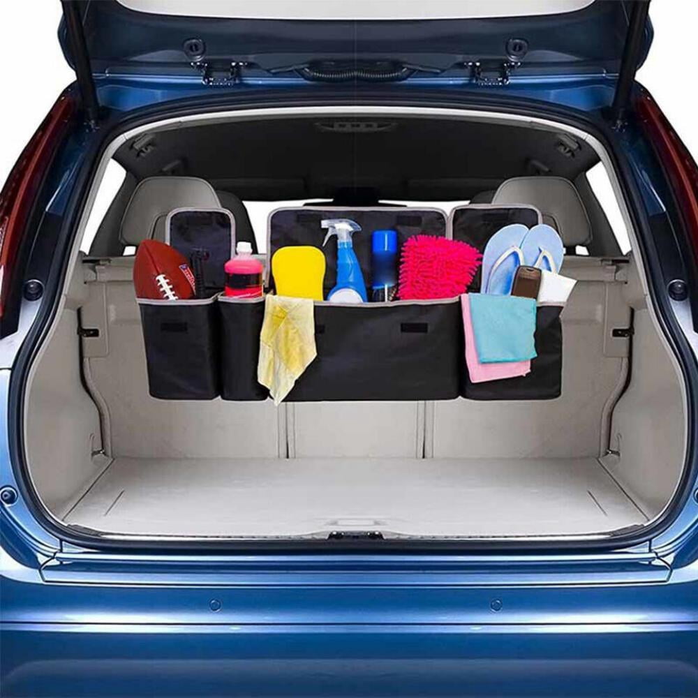 Oufan Car Trunk Organizer, Backseat Hanging Organizer for SUV, Seat Back Car Organizer Storage Bag with 4 Large Pockets, Free Your Trunk Floor Space, Black