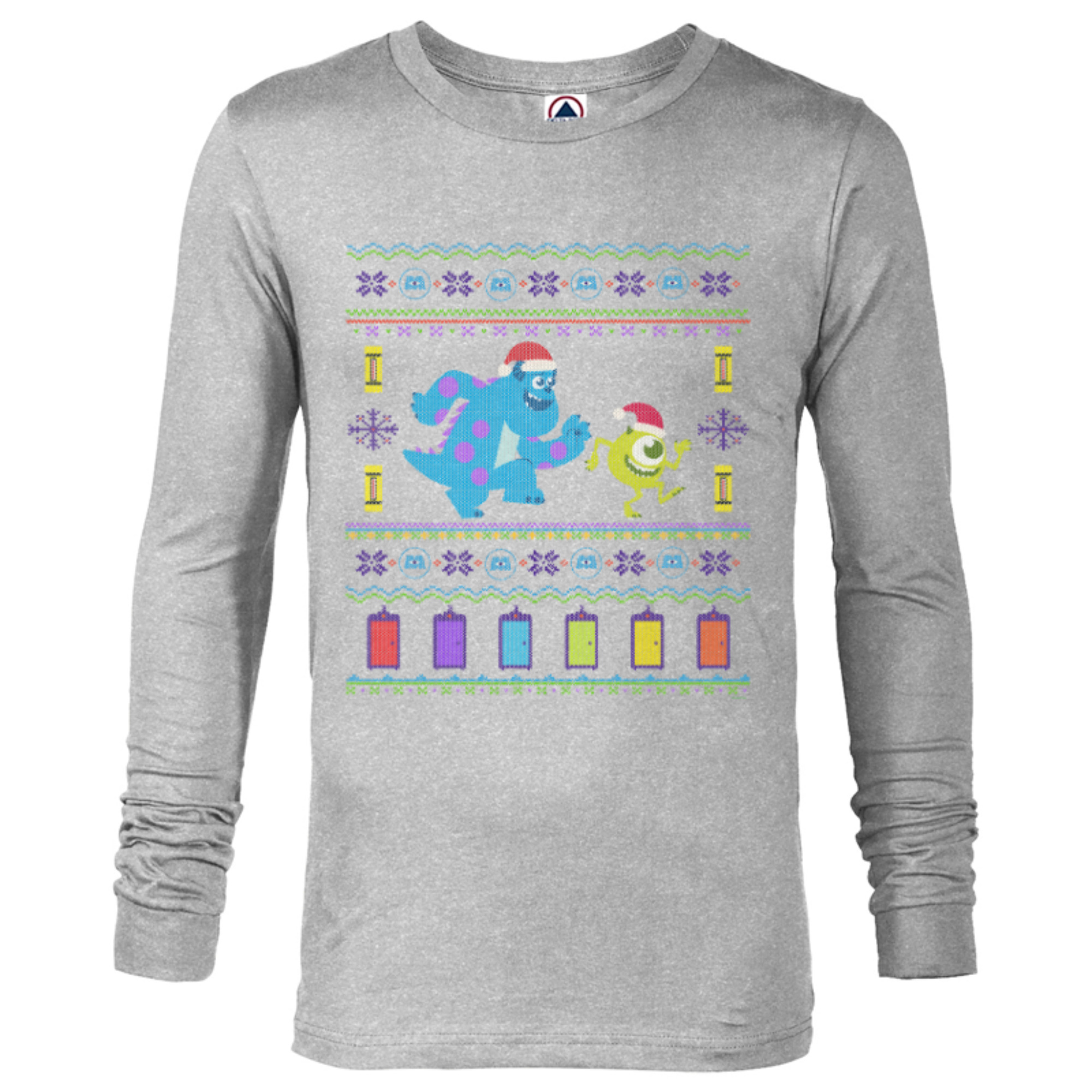 Disney PIXAR Monsters, Inc. Ugly Christmas Sweater Holiday - Long Sleeve T- Shirt for Men - Customized-Athletic Heather - Walmart.com