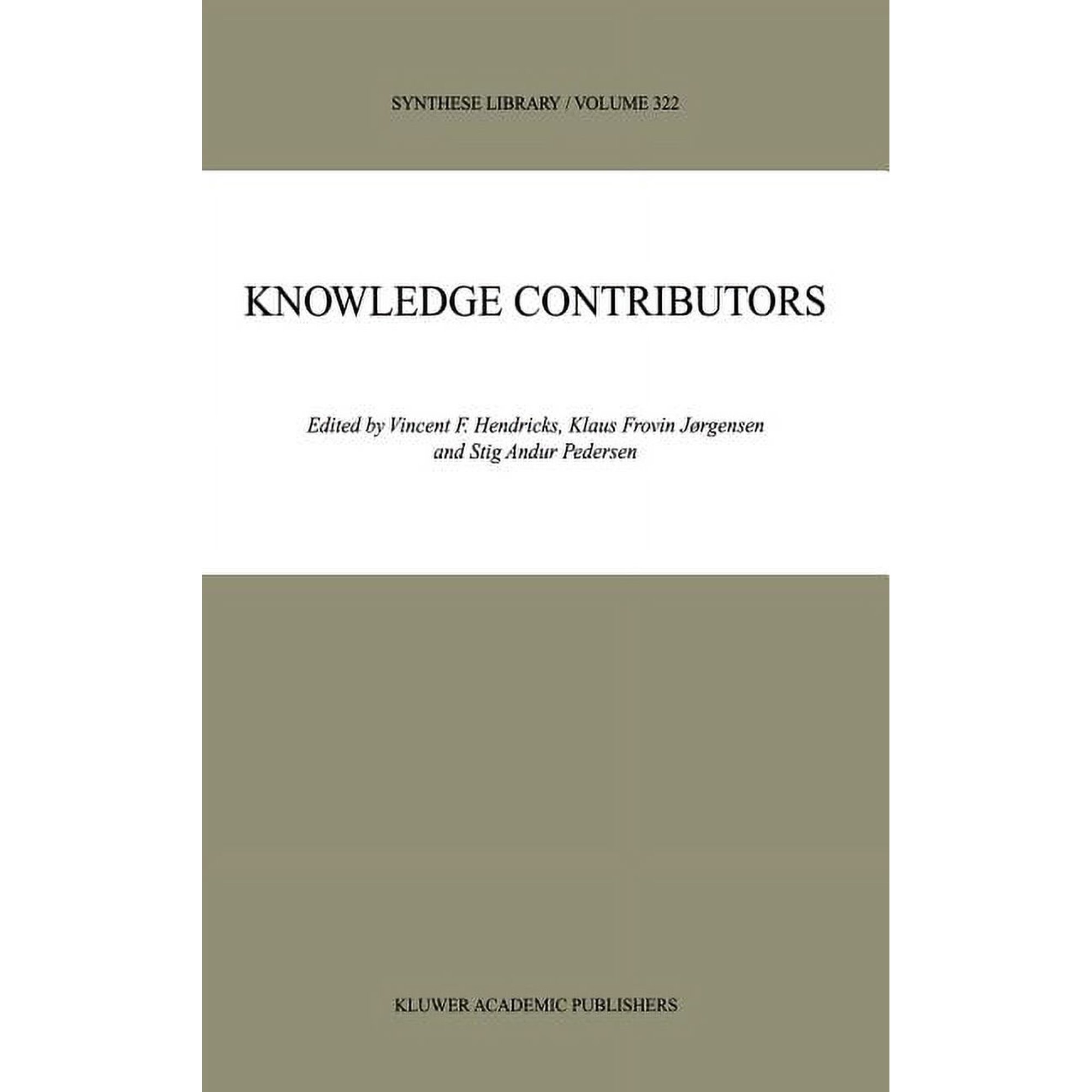 Synthese Library Knowledge Contributors Book 322 (Hardcover)