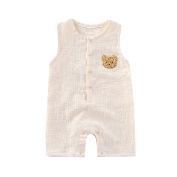 Fesfesfes Newborn Infant Onesie Baby Girls Boys Bodysuit Summer Sleeveless Solid Color Print One-piece Romper Jumpsuit