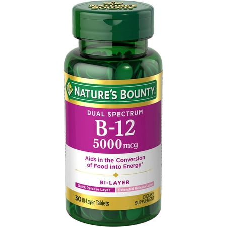 Nature's Bounty® Dual Spectrum Bi-Layer B12 5000 mcg, 30 Tablets