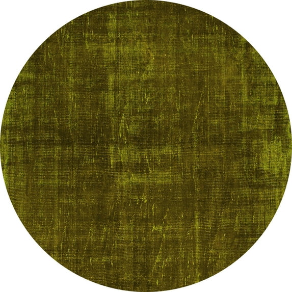Ahgly Company Machine Washable Indoor Round Persian Yellow Bohemian Area Rugs, 4' Round