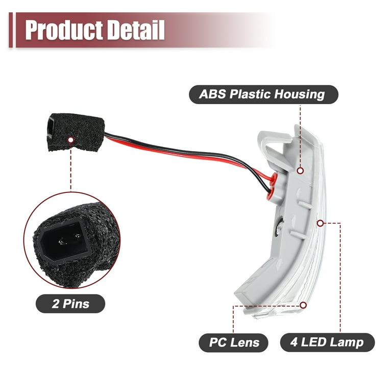1 Pair Car LED Left Right Side Mirror Turn Signal Light 68052078AA 