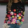 thumbnail image 2 of Women Crew Neck Pullover Halloween Sweatshirt Plus Size Women Casual Crew Neck Sweatshirt Flowers Printing Long Sleeve Sweatshirt Casual Top Pullover M, 2 of 5