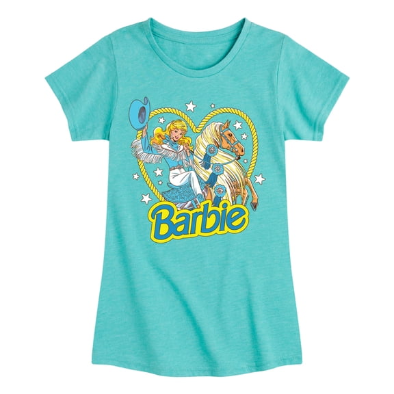 Barbie - Retro Western Comic - Toddler And Youth Girls Fitted Short Sleeve Graphic T-Shirt
