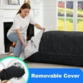 thumbnail image 5 of Hobestluk 3 in 1 Bean Bag Chair Giant Bean Bag Chairs for Adults with Chevron Plush Fur Cover Convertible Bean Bag Floor Cushion with Machine Washable Cover for Living Room (Chevron Plush Black), 5 of 7