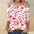 thumbnail image 1 of Fiudx Camisas para Mujer Blusa Holgada con Estampado de Pascua y Cuello Redondo Retro de Manga Tres Cuartos a La Moda para Mujer, 1 of 4