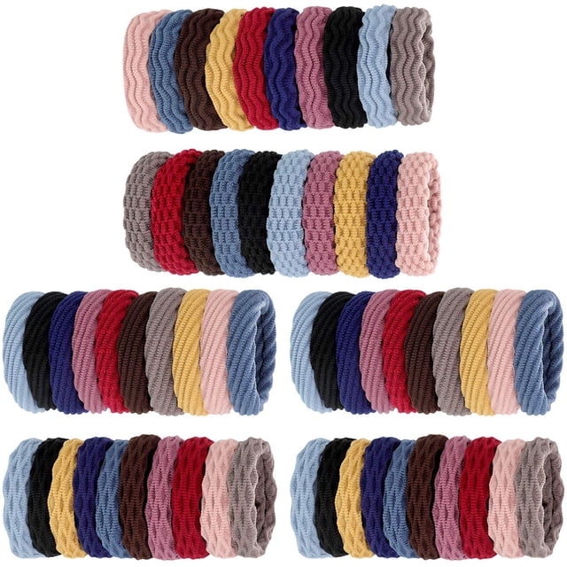Jumpingount 60 piezas de lazos elásticos gruesos para el cabello sin costuras, coleta para Fitness, soporte para banquete, banda elástica para el cabello, Accesorio para el cabello Jumpingount BFH000073-01