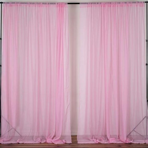 Efavormart 10FT Premium Fire Retardant Pink Sheer Voil Curtain Panel Backdrop For Window Wall Decoration - Premium Collection