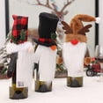 thumbnail image 3 of Billuyoard Cubierta de botella de vino, muñeco sin rostro barbudo de felpa de Navidad, ropa de lana, sombrero de cerveza puntiagudo, de Kits de decoración para fiestas Rejilla negra roja, 3 of 6