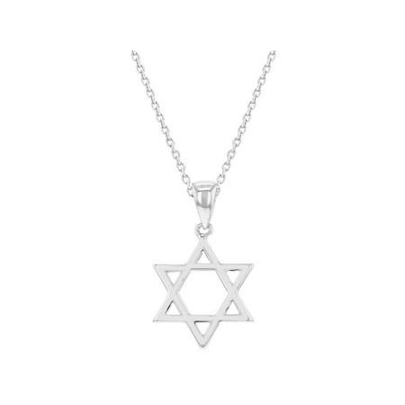 Rhodium Plated Plain Small Star of David Necklace Jewish Girls Kids Pendant