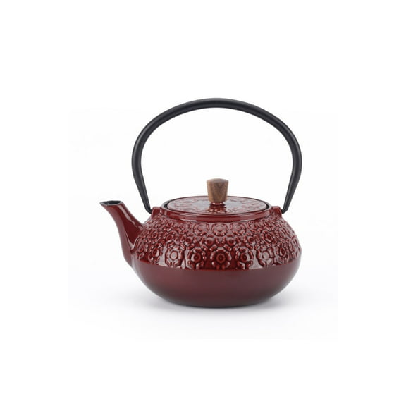 Enamelled Cast Iron Teapot - 600 ml - Sakura Red